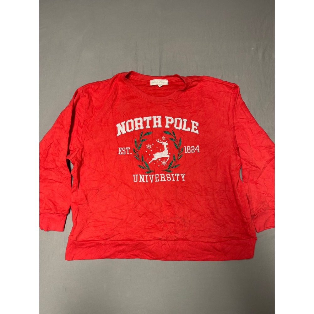 State of Nine North Pole University Christmas Sweatshirt Red Reindeer XL
